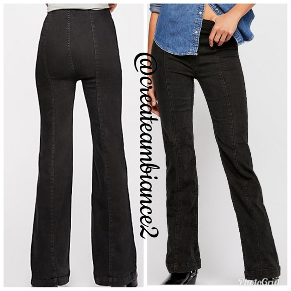 🔥Size25,28🔥FreePeople HiRise Pull On Flare Jeans - Picture 2 of 6